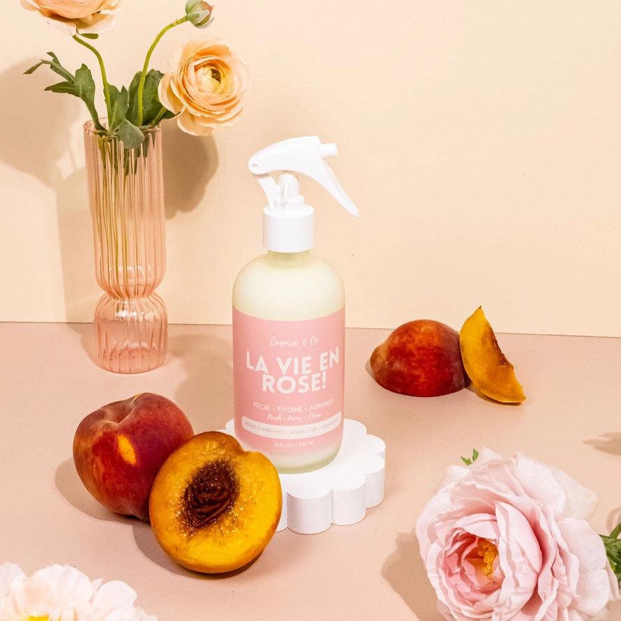 Spray pour le linge et la chambre - La Vie En Rose - Pêche + Pivoine + Agrumes - Caprice & CO