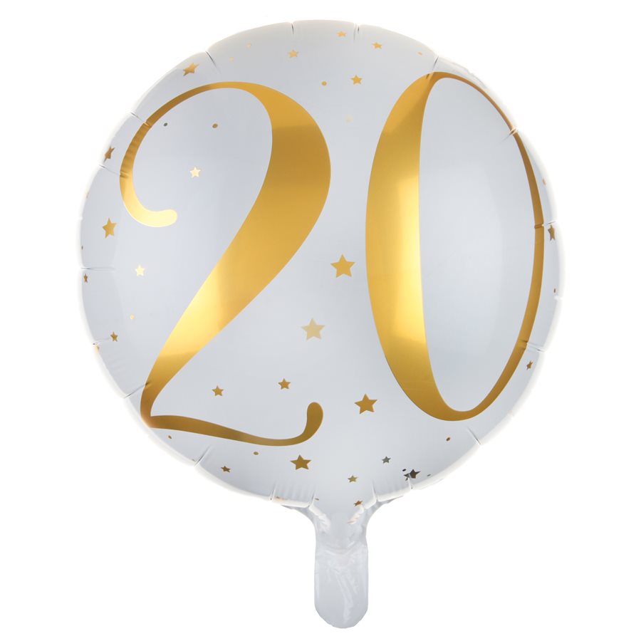 BALLON ALU DES ÂGES OR 20 ANS Ø 45 CM SACHET D'1 PIÈCE - Code de produit 6236-20