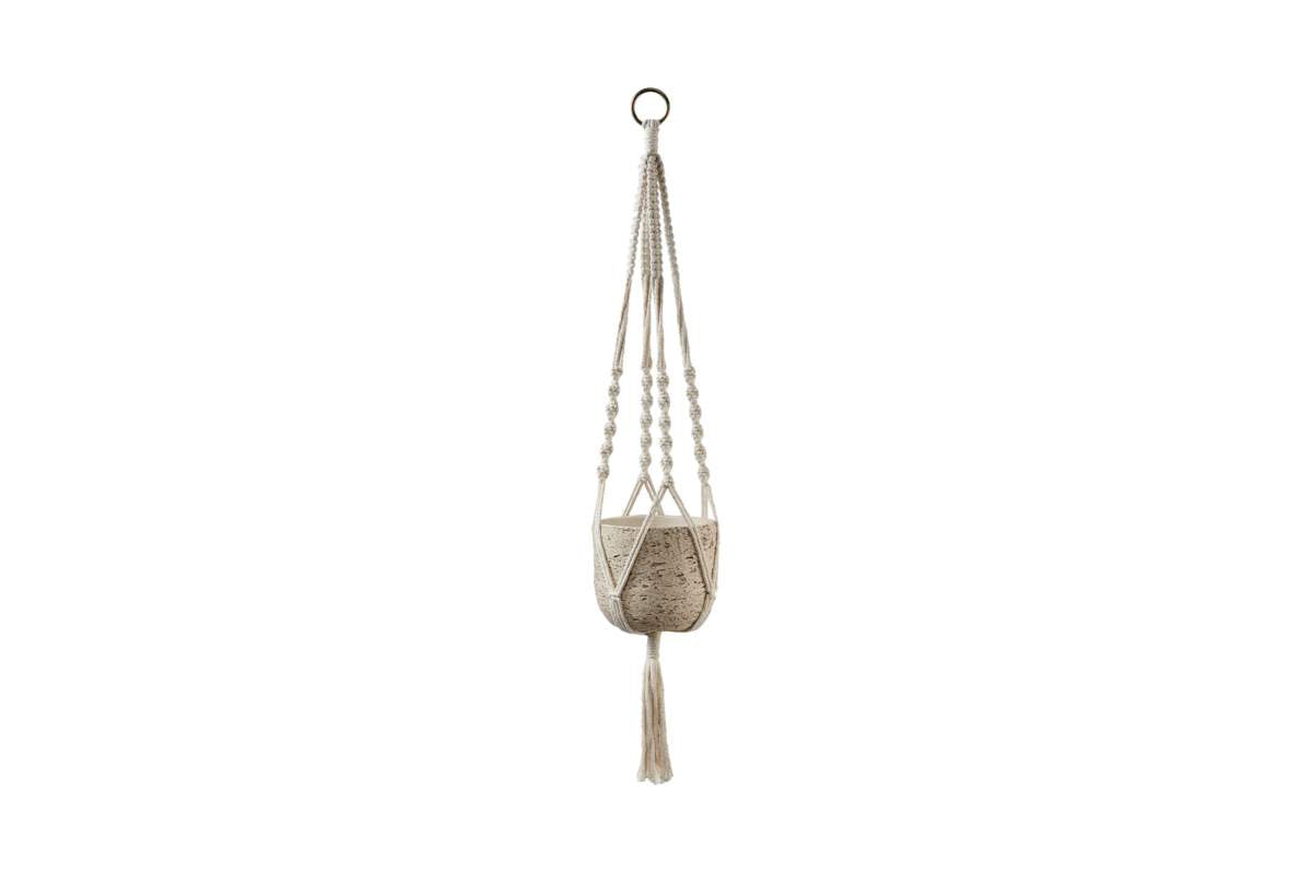 Support de plante macrame beige 90cm