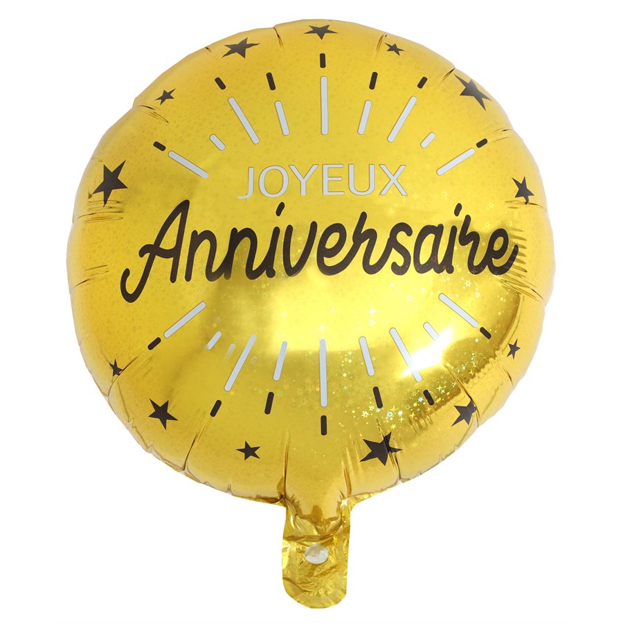 Ballon Alu Anniversaire Etincelant Or Ø 45 cm