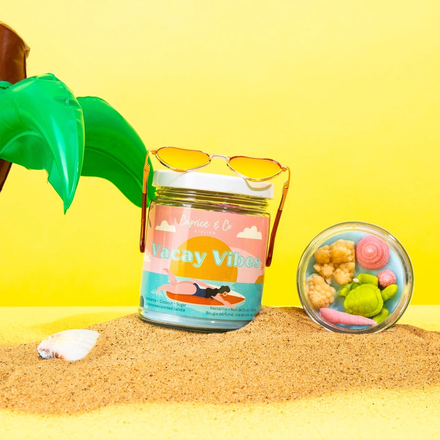 Bougie Vacay Vibe - Nectarine + noix de coco + sucre - Caprice & CO