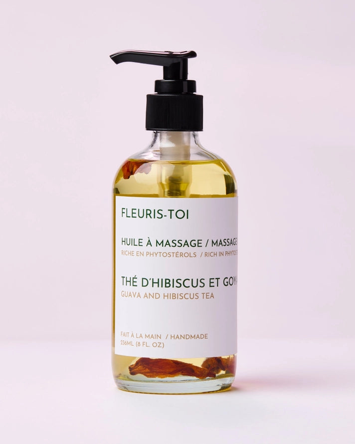 Huile de Massage au thé de goyave et d'hibiscus - Fleuris-toi