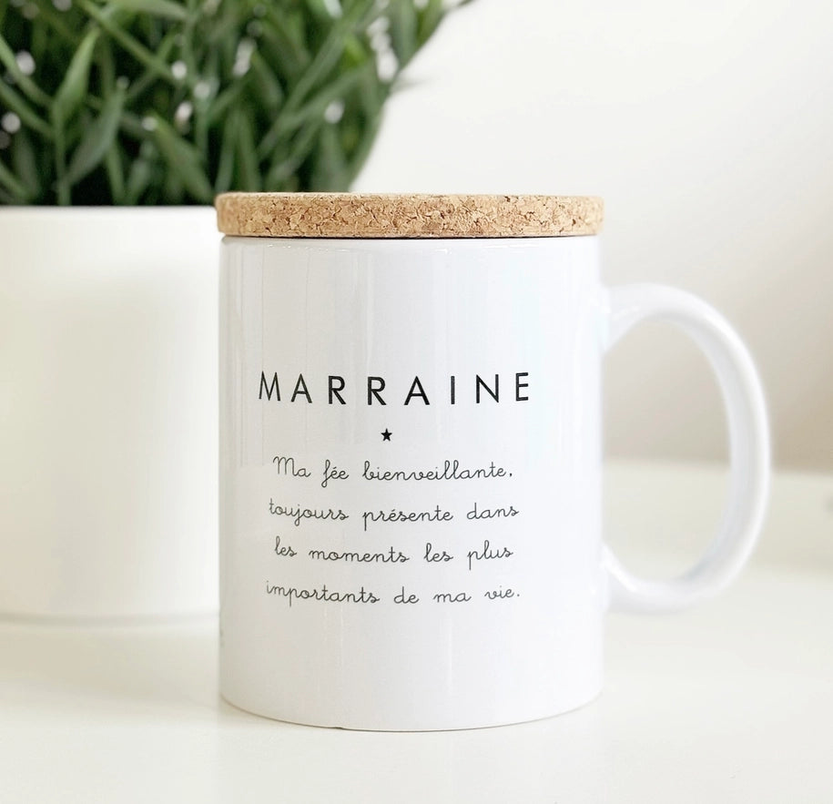 Mug "Marraine" avec son couvercle en liège - Marcel & Lily