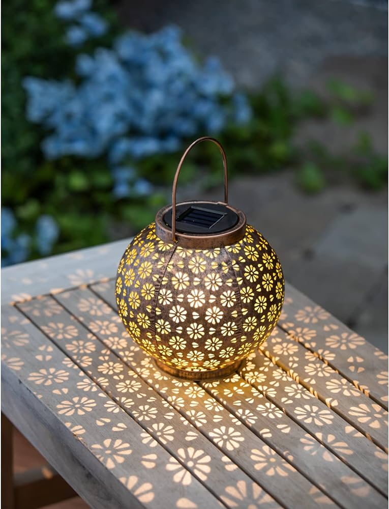 Lampe Solaire Bronze avec motif fleurs