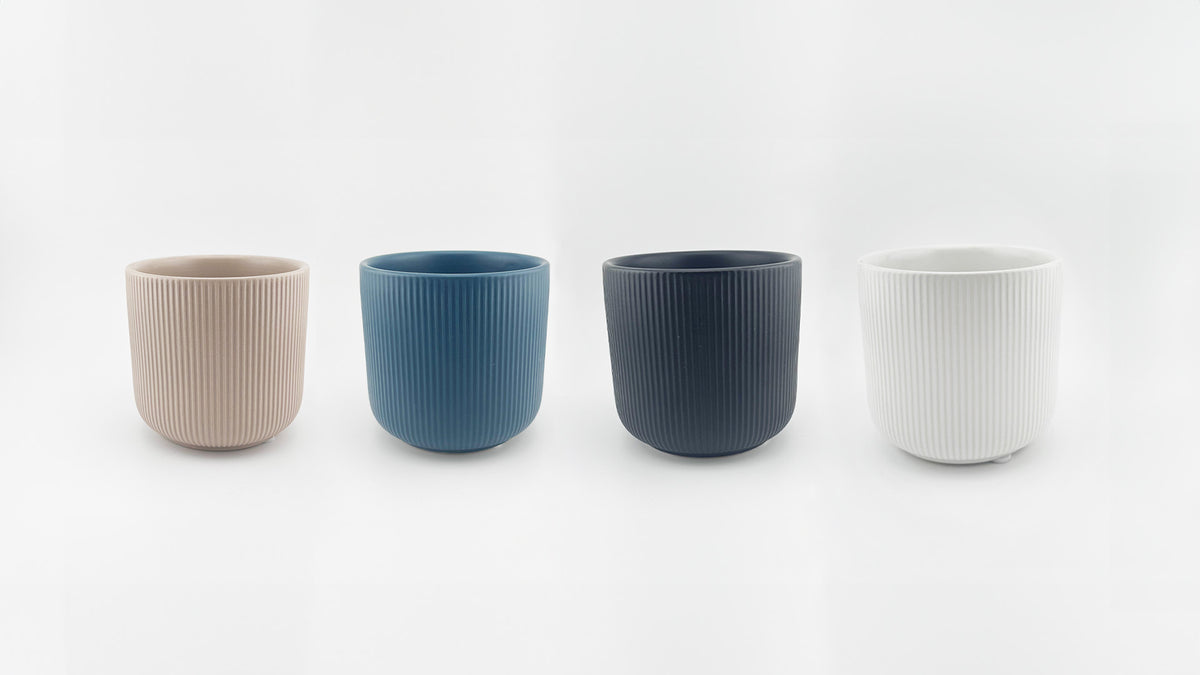 VASES DE CÉRAMIQUE ASSORTIS, BLANC/TAUPE/NOIR/TEAL, Ø 5¼" x 5"