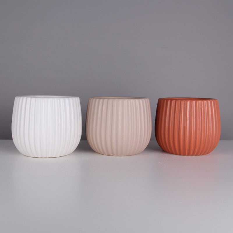 VASE DE CÉRAMIQUE ASSORTI, BLANC/TAUPE/TERRACOTTA, Ø4¼" X 4¼"