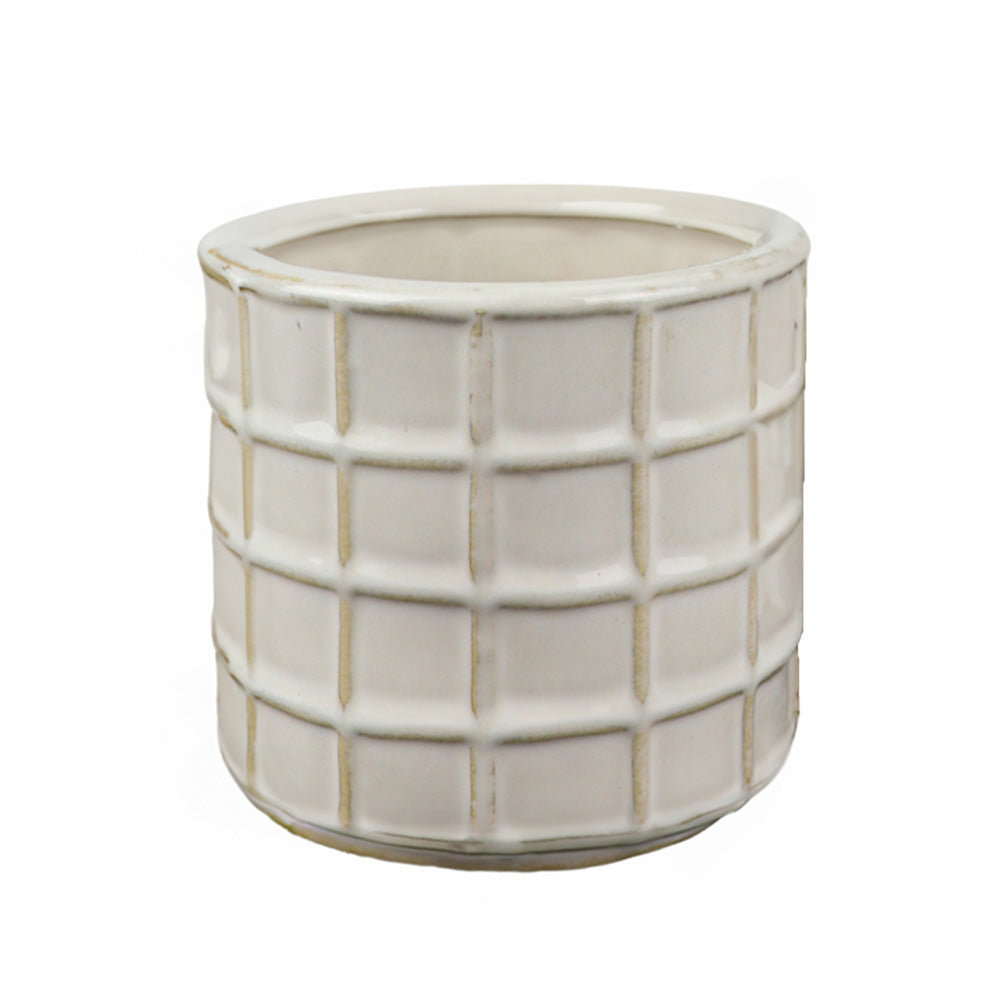 POT EN CÉRAMIQUE, BLANC, Ø4½" X 4½",