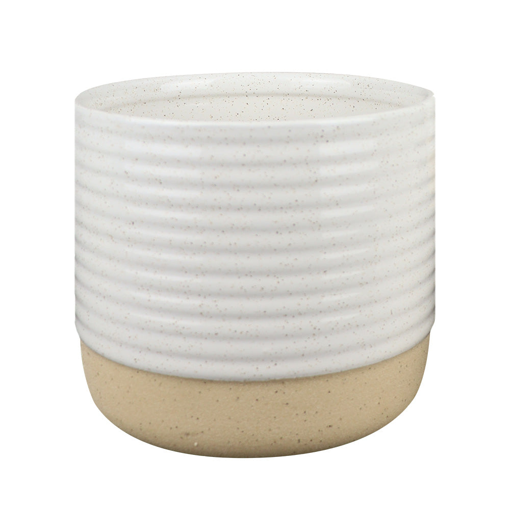 POT EN CÉRAMIQUE, BLANC/BEIGE, Ø3½" X 3½''