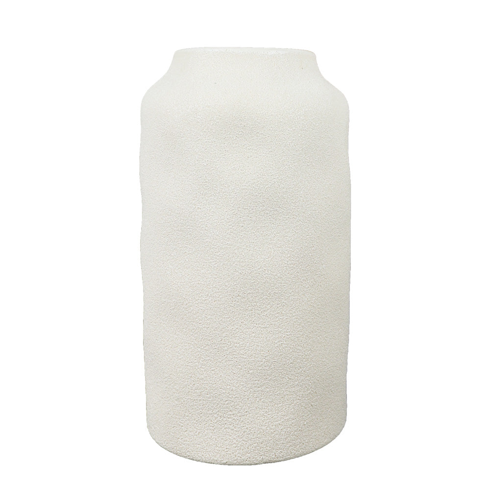 VASE EN CÉRAMIQUE TEXTURÉ, BLANC, Ø3" X 9½''