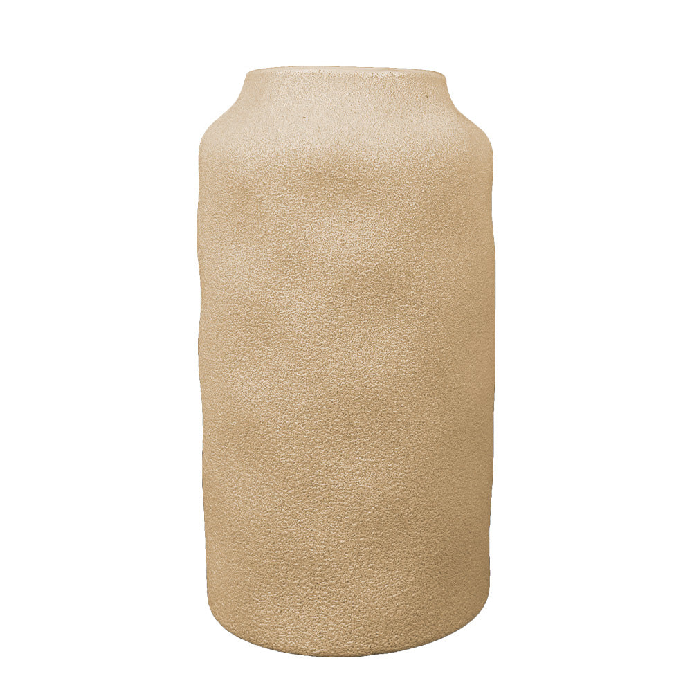 VASE EN CÉRAMIQUE TEXTURÉ, TAUPE, Ø3" X 9½''
