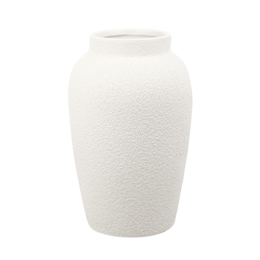VASE EN CÉRAMIQUE TEXTURÉ, BLANC, Ø3¼" X 9½''