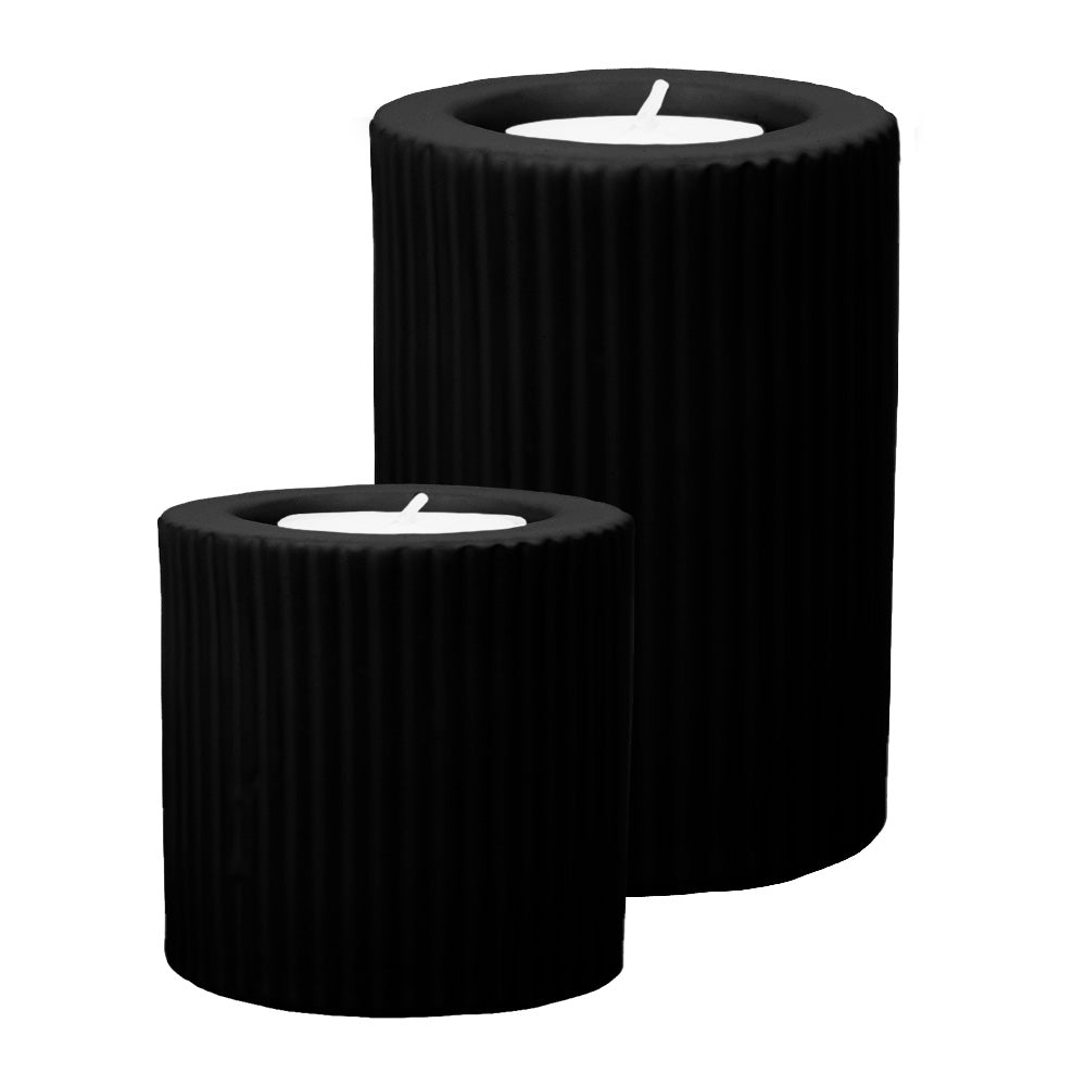 CHANDELIERS EN CÉRAMIQUE (TEALIGHT), NOIR, Ø3"X4"/Ø3"X2¾"