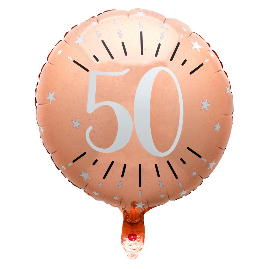 Ballon Alu Âge étincelant rose gold 50 ans Ø 45 cm Sachet d' - 7604-50