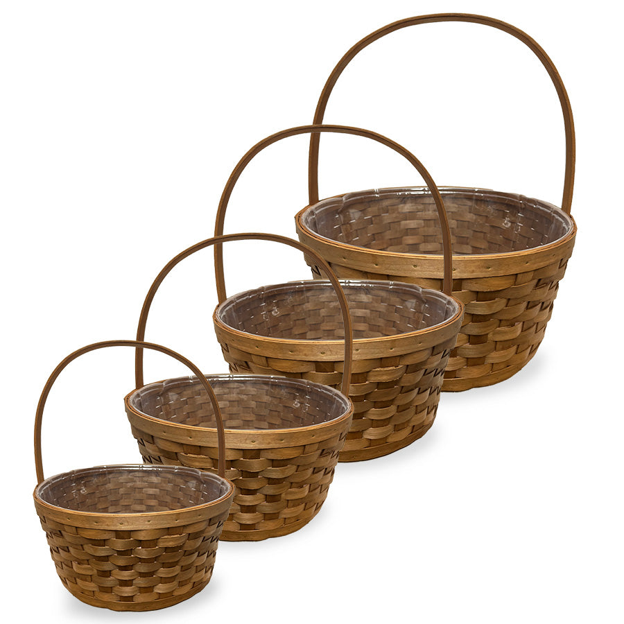 PANIER ROND AVEC ANSE ET DOUBLURE, MARRON, 8"-13.5" - 803-596