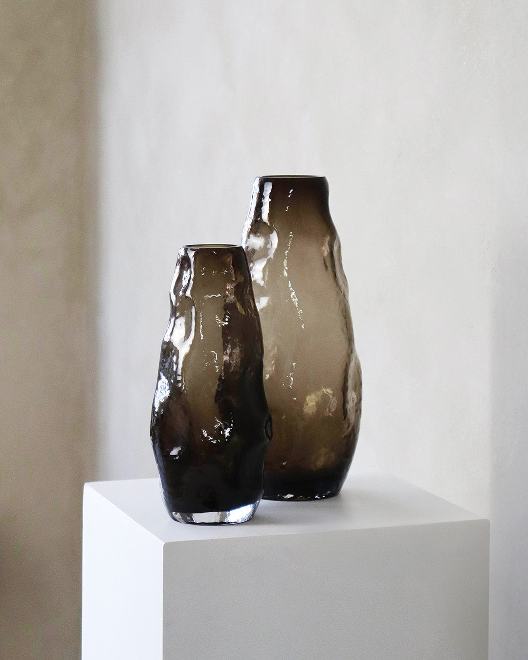UNEQUAL GLASS VASE, HAZEL, approx. 4¼"x10" - 811-203