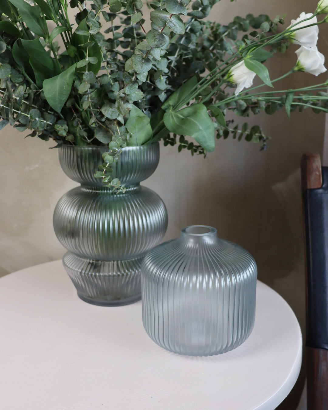 GLASS VASE, BLUE SILVER, approx. 7"x10" - 811-211