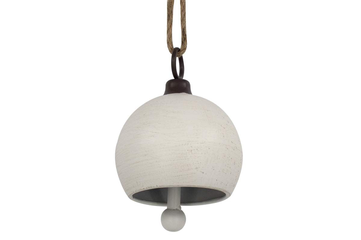 Boule metal suspendue blanche 15cm