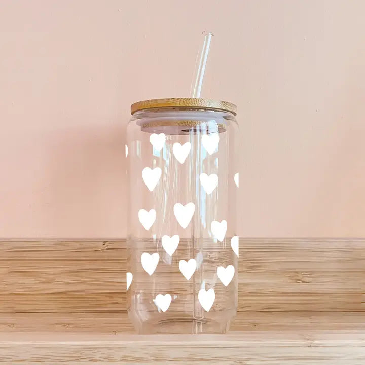 Verre boho - coeurs blanc - MOMY