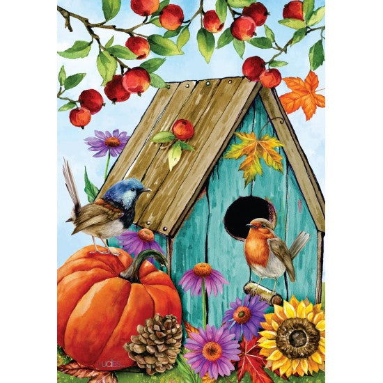 Drapeau La Cabane - automne, oiseau, citrouille, fleurs