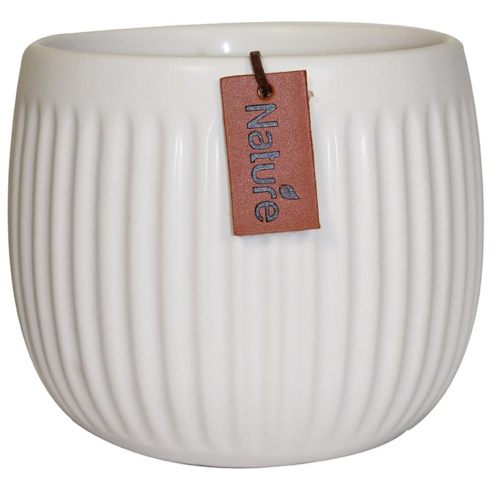 Soho Pot Cover 5" Natural Tag Ivory Matt Ceramic
