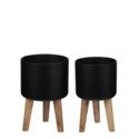 Roselle pot noir avec pattes de bois - deux grandeurs - 11x16.5"