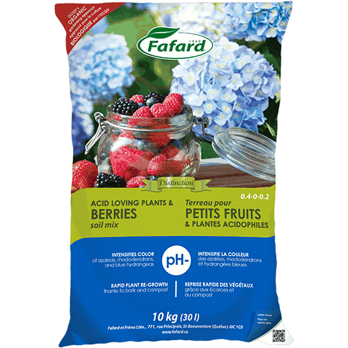 Terreau de plantation biologique 3 dans 1 pour Petits Fruits et Plantes acidophiles 25L - FAFARD