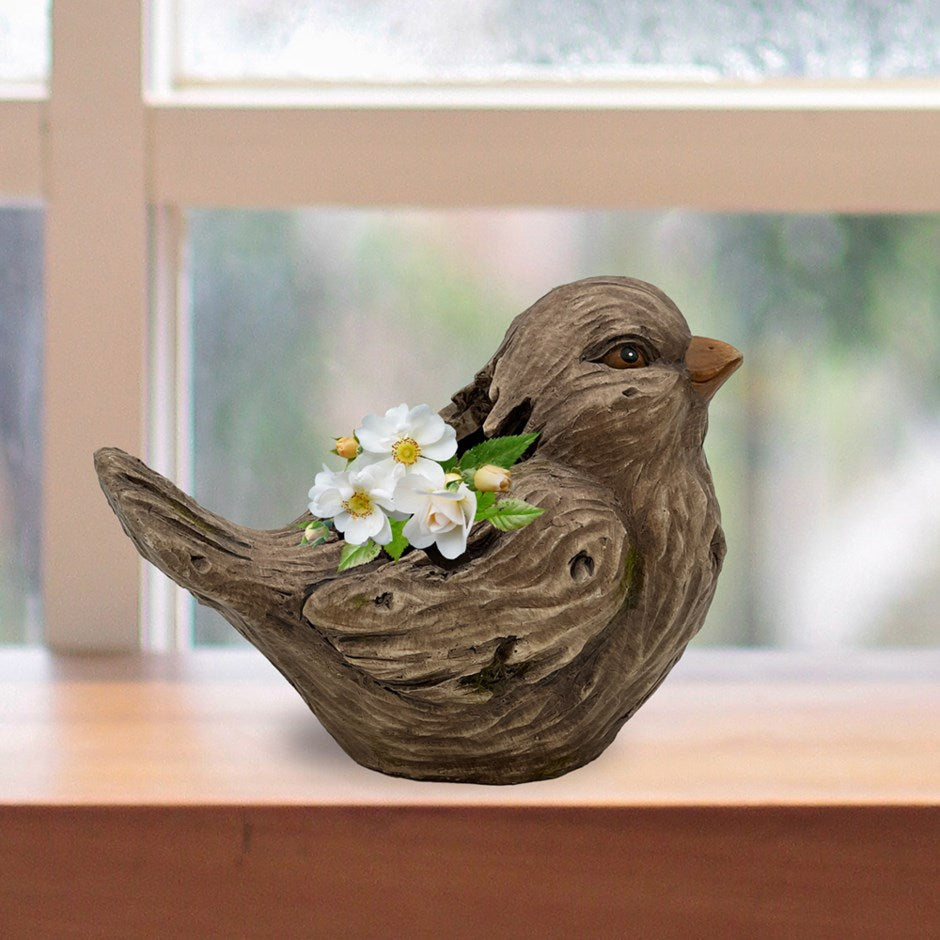 Jardinière en résine d'oiseau en faux bois