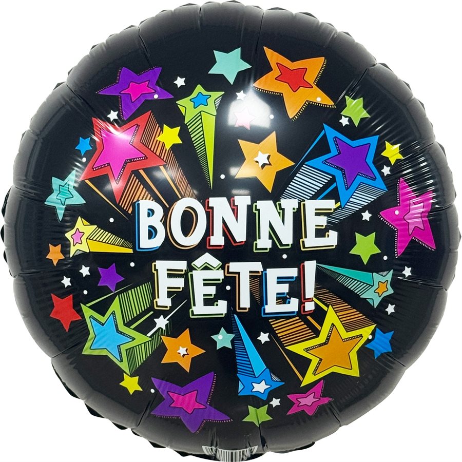 Ballon M.18" BONNE FETE ETOILE MULTI NOIR  Code de produit : 81719