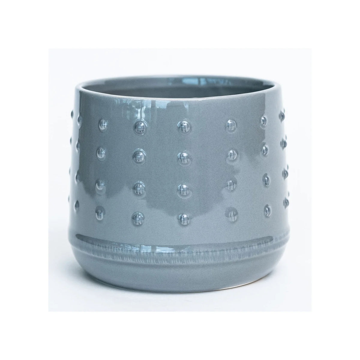 Pot céramique gris lustré avec gros points - 5.3"DX4.3"H