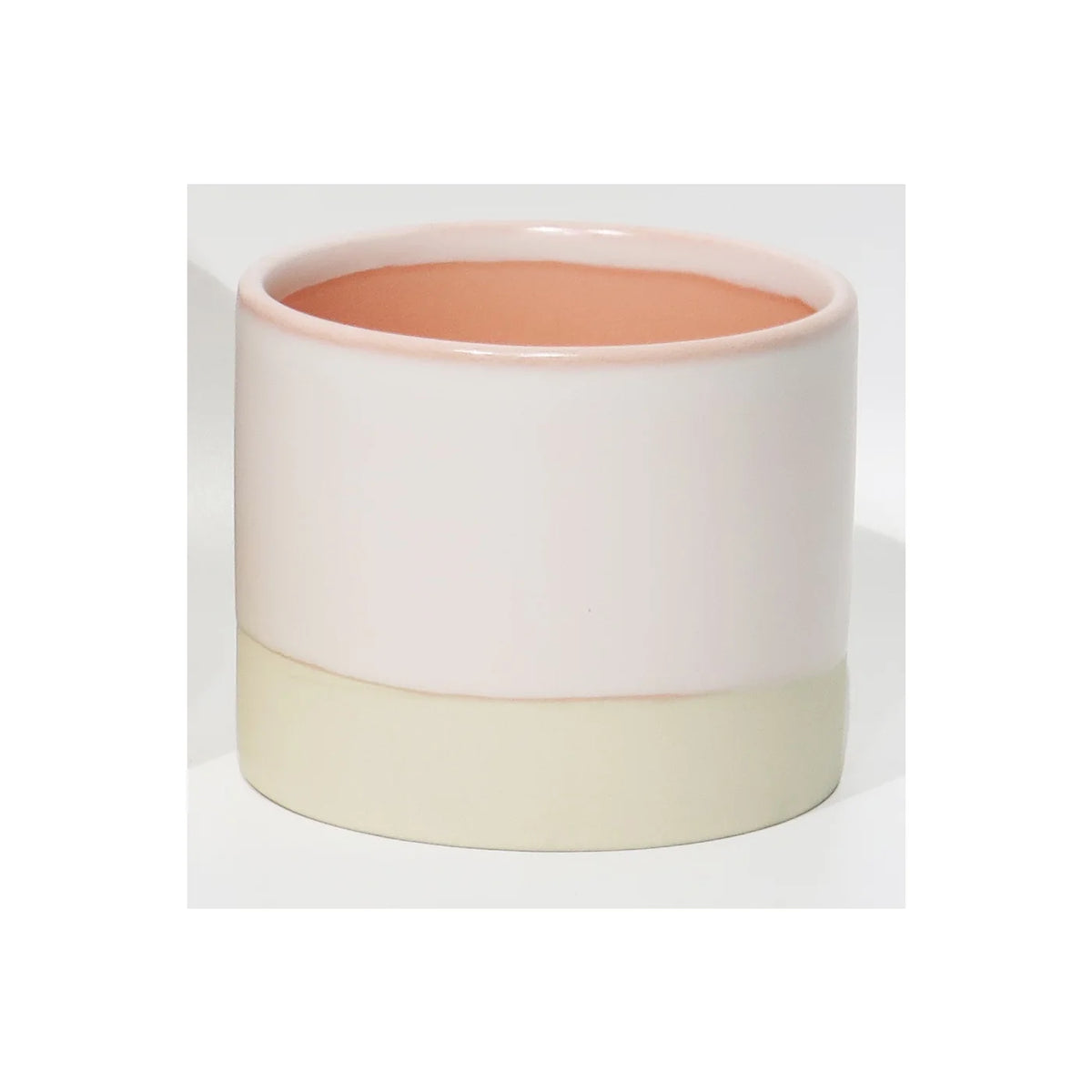 Pot en céramique émaillée rose de 4,7 po DX3,9 po H avec base naturelle