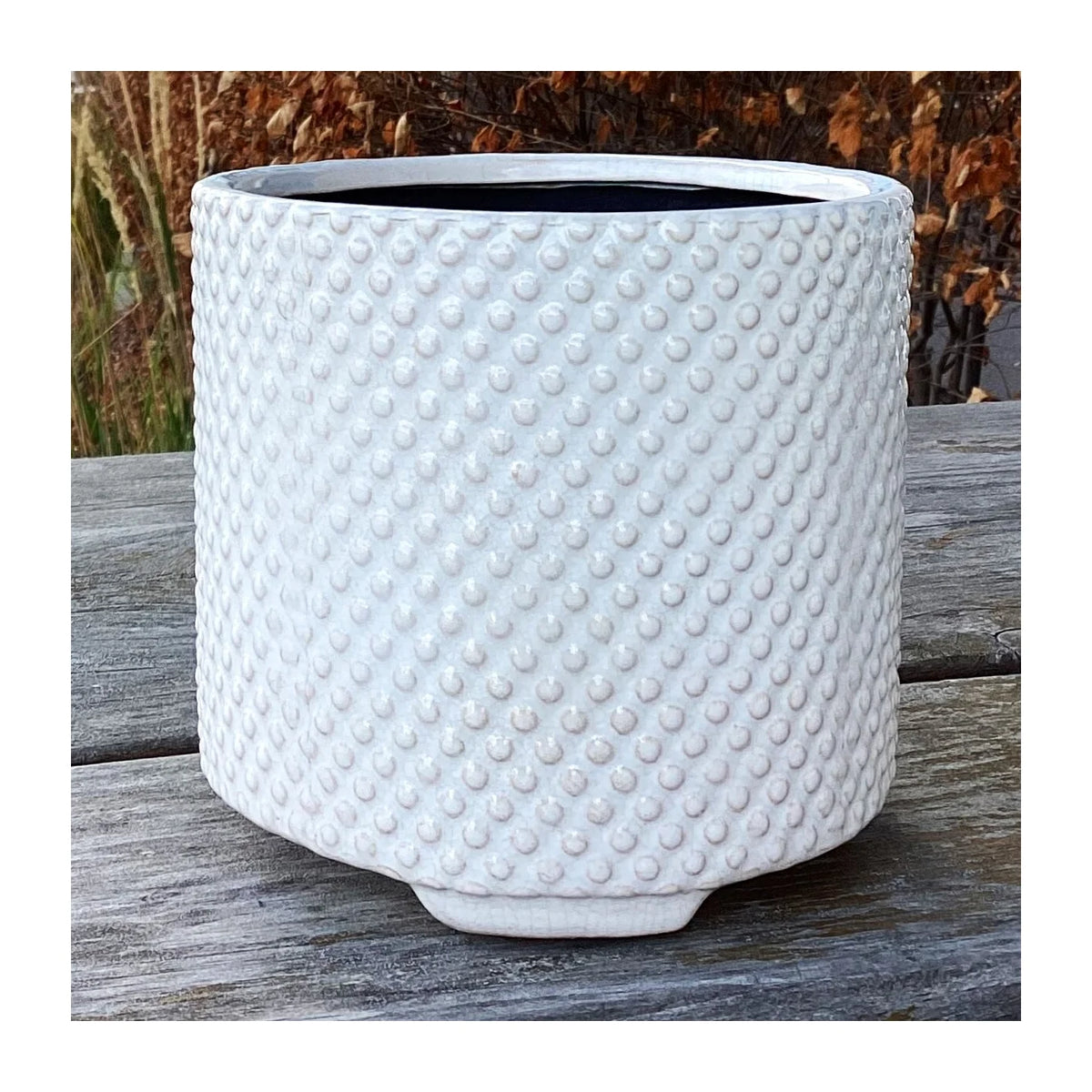 POT EN CÉRAMIQUE VITRÉE BLANCHE 5,1"DX4,7"H