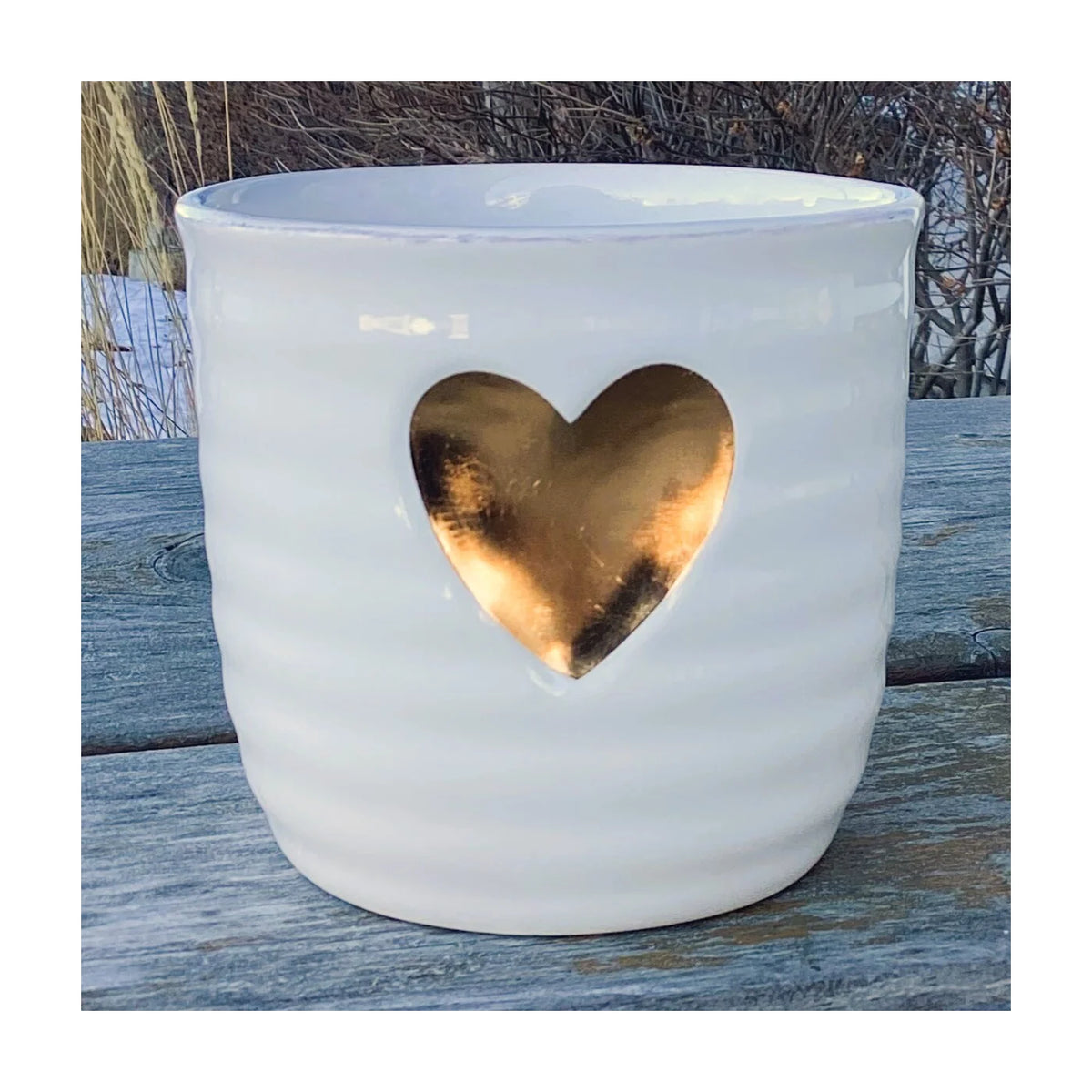 Pot en dolomite plaqué or métallisé en forme de cœur, 4,7 pi x 4,3 po (convient pour un pot de 4 po)