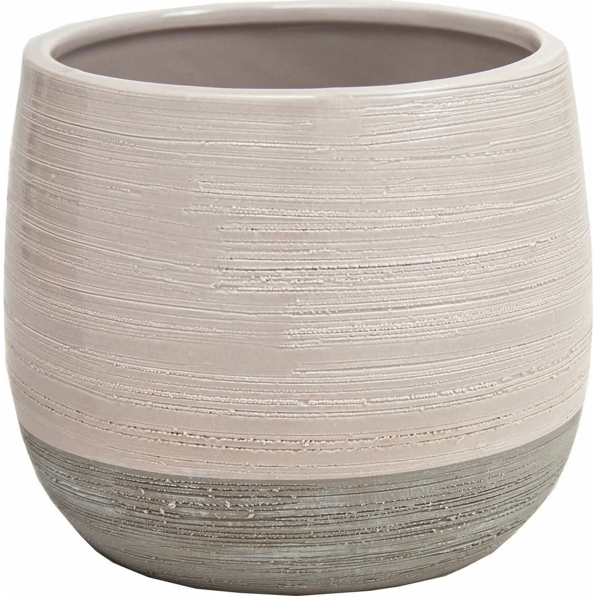 Pot gris et blanc - 4.3X4.3"H GREY GLOSSY TOP & MATTE BOTTOM DOLOMITE CONTAINER (FITS 4" POT)