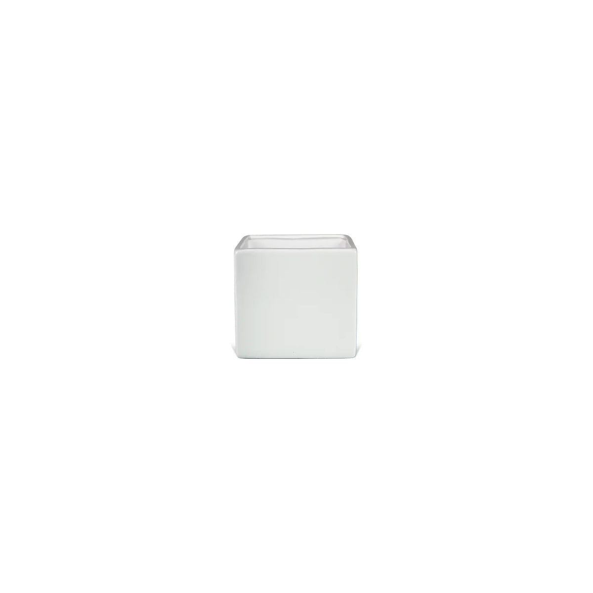 POT DE DOLOMITE BLANCHE VITRÉE 4,75"SQX4,5"H (ADAPTÉ À UN POT DE 4")