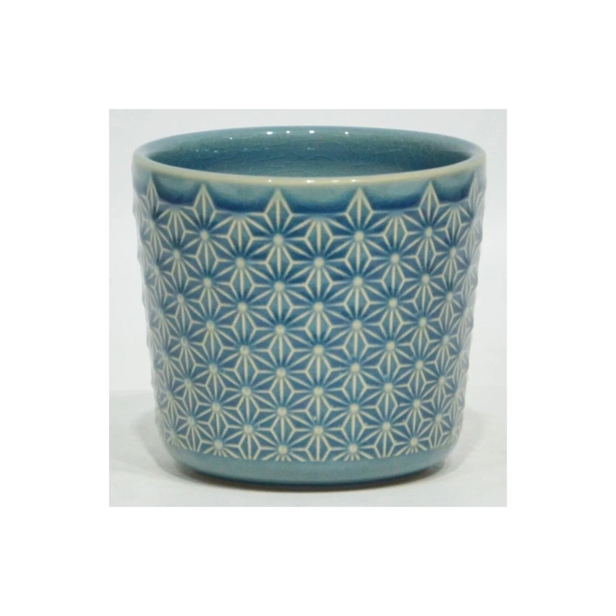 POT EN CÉRAMIQUE BLEUE 4,8"DX4,7"H (CONVIENT À UN POT DE 4")