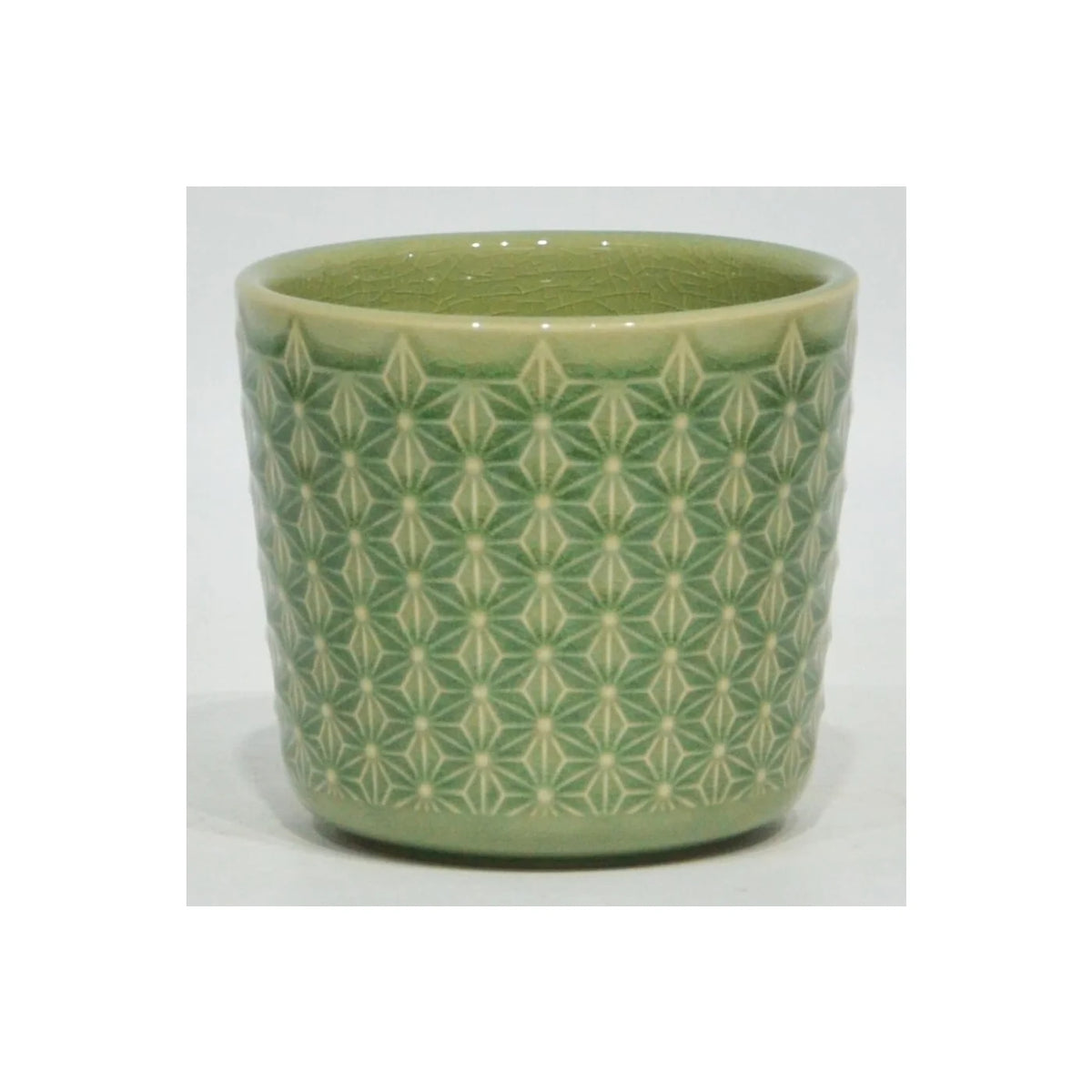 POT EN CÉRAMIQUE VERT CLAIR 4,8"DX4,7"H (ADAPTÉ À UN POT DE 4")