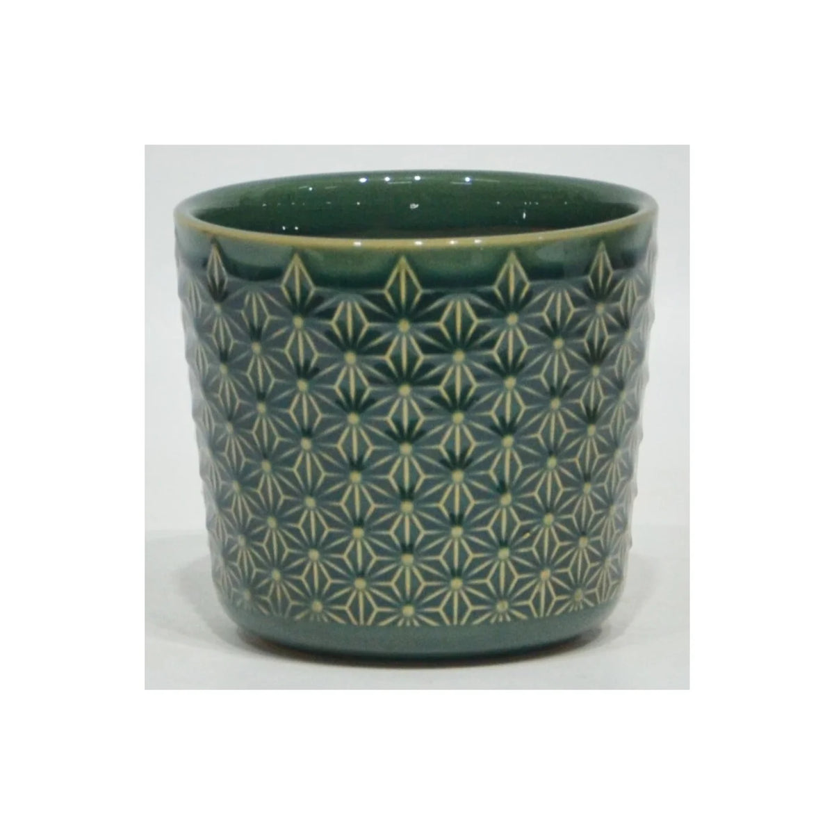 POT EN CÉRAMIQUE VERT SARCELLE 4,8"DX4,7"H (CONVIENT À UN POT DE 4")