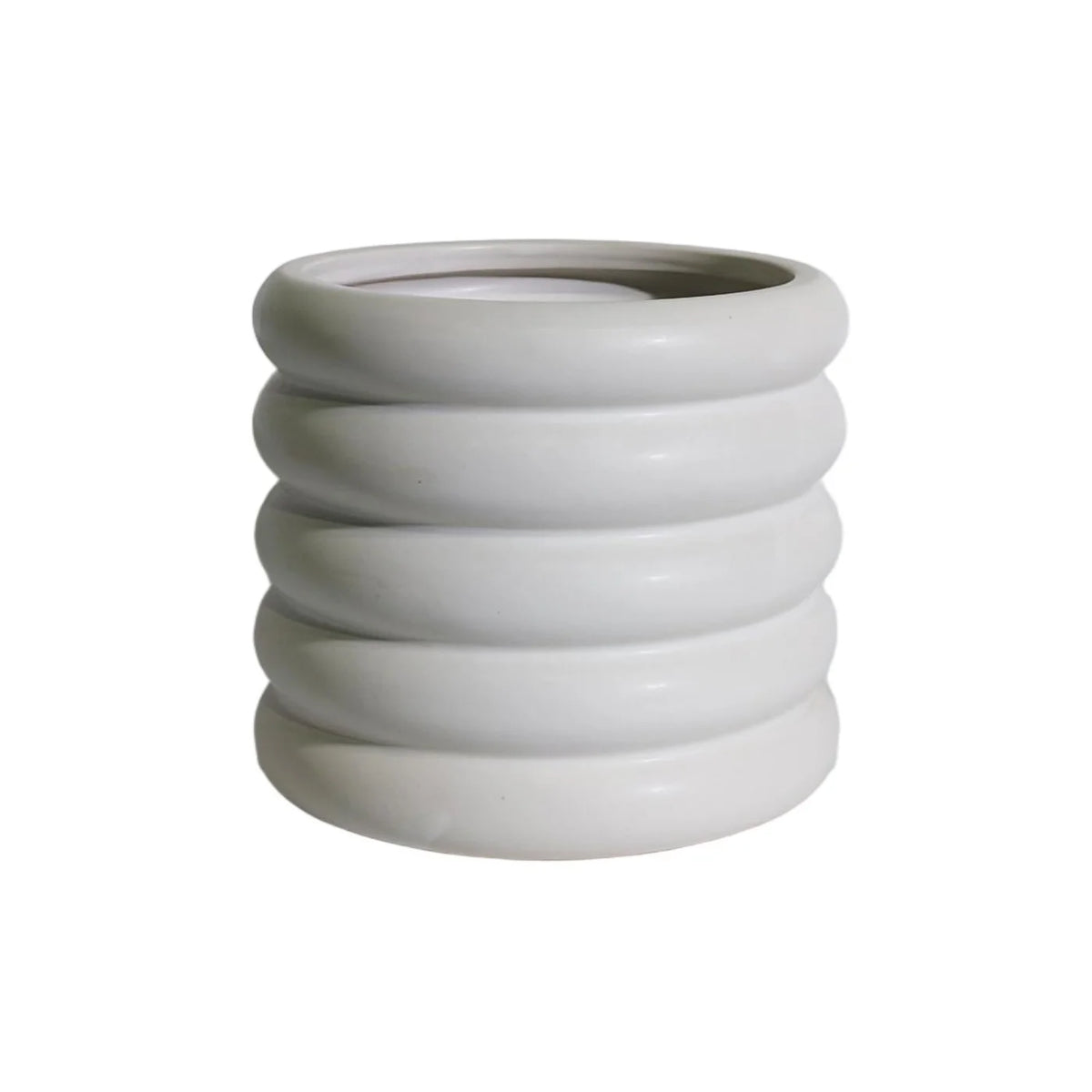 Pot en céramique blanche à anneaux de 6,69 x 6,69 x 5,71 pouces - CE10-364