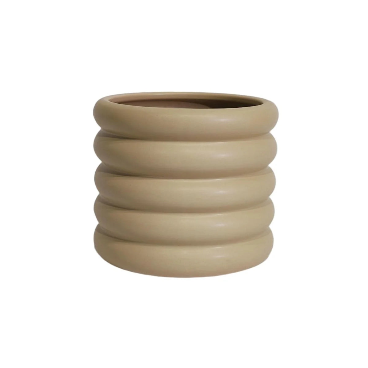 Pot en céramique Taupe à anneaux de 6,69 x 6,69 x 5,71 pouces - CE10-365