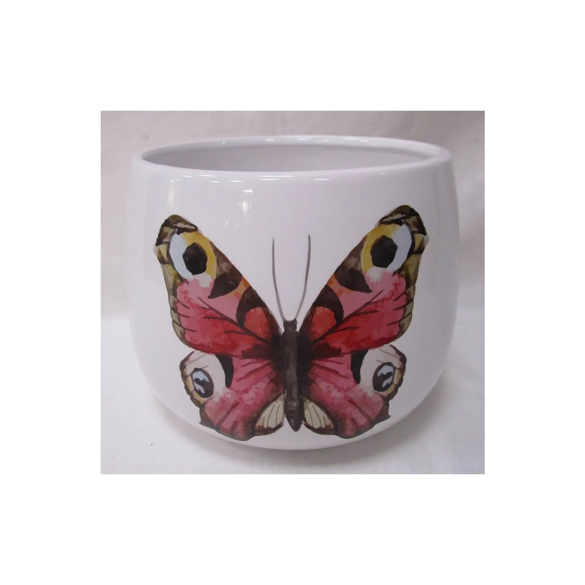 Contenant en dolomite blanc 7,4" DX 5,7" H avec papillon (convient aux pots de 6")