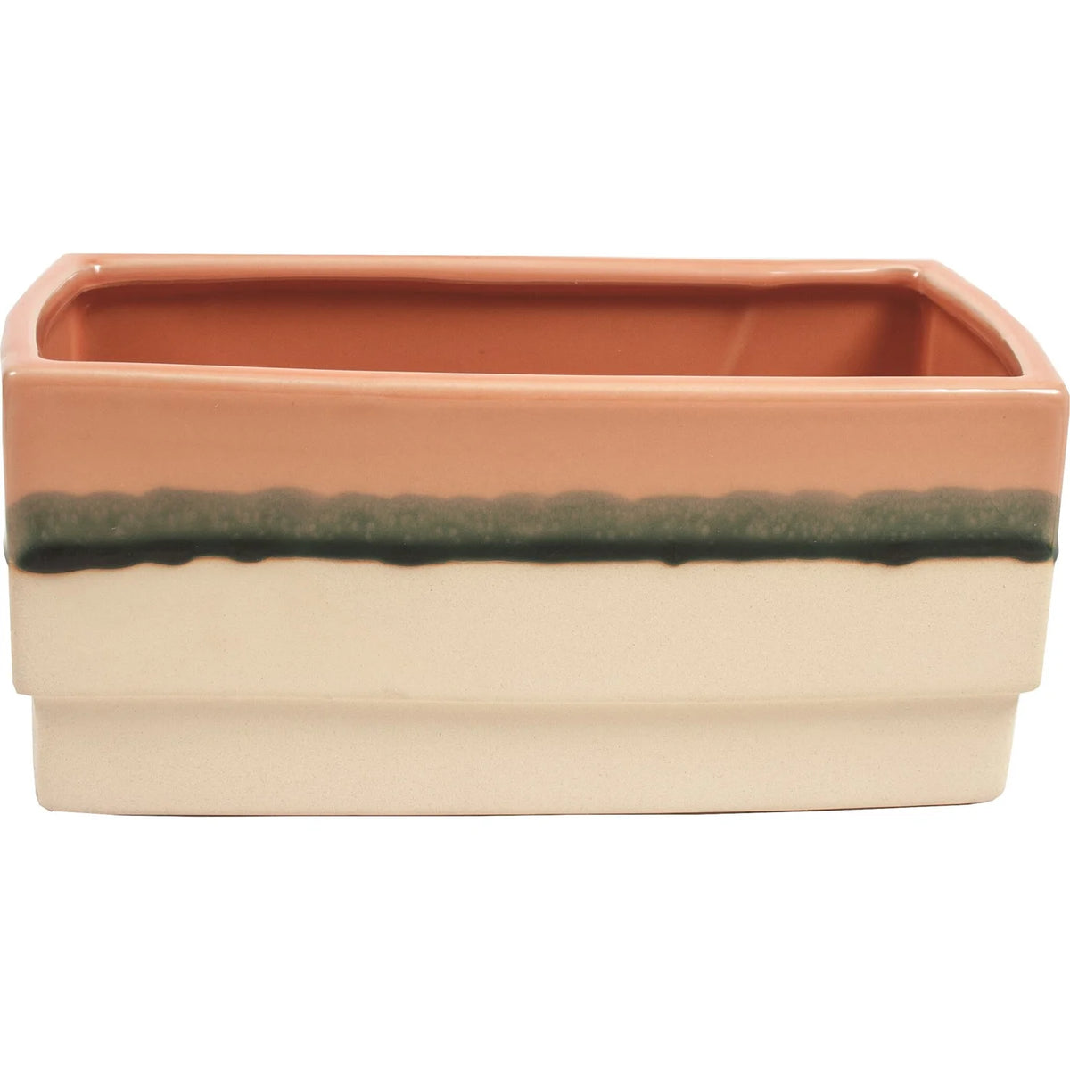 POT RECTANGULAIRE EN CÉRAMIQUE ROSE MÉTRO 9,5X5,5X4,25"H CE30MTP