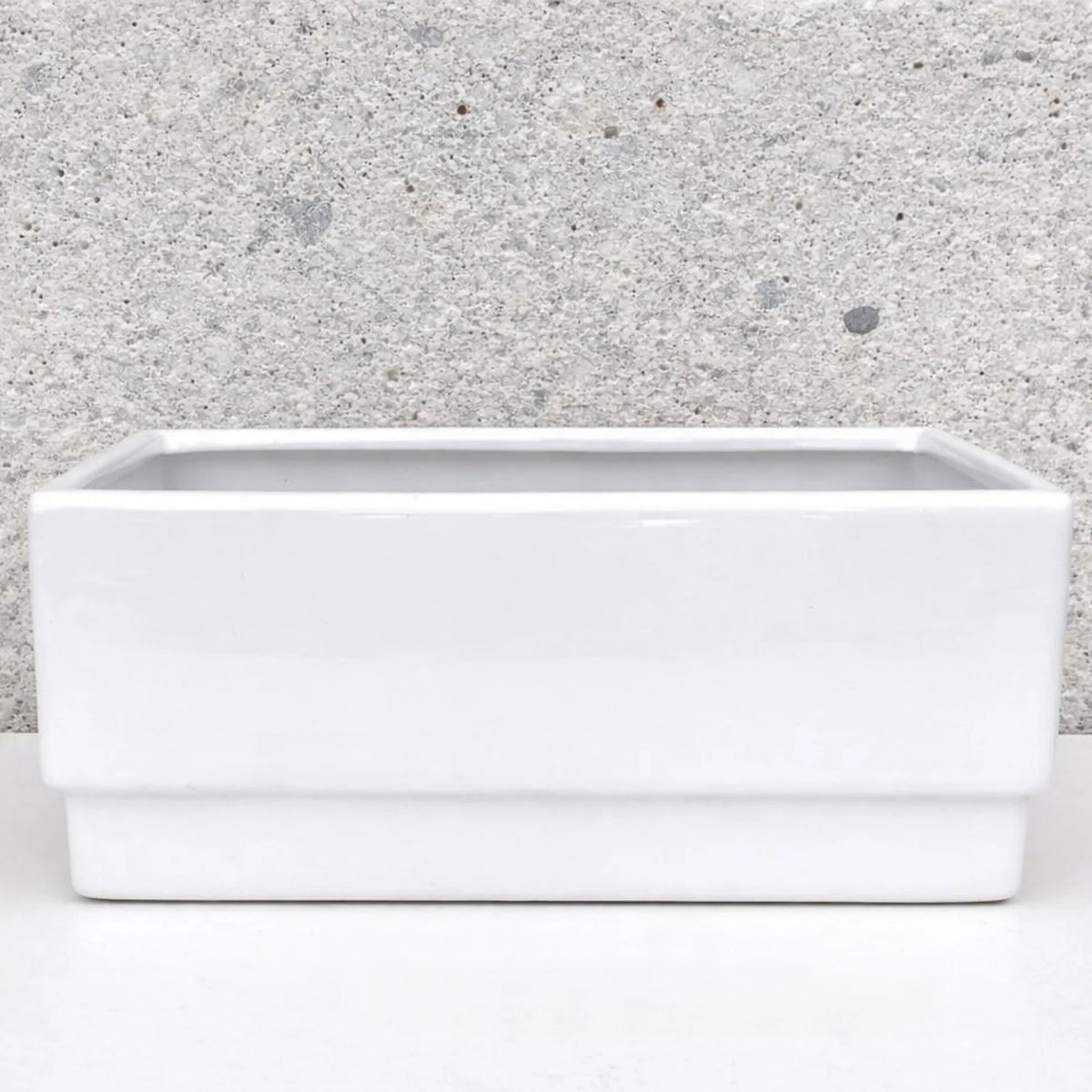 Pot rectangulaire en céramique blanche émaillée de 9,5 x 5,5 x 4,25 pouces (H) - CE30WH