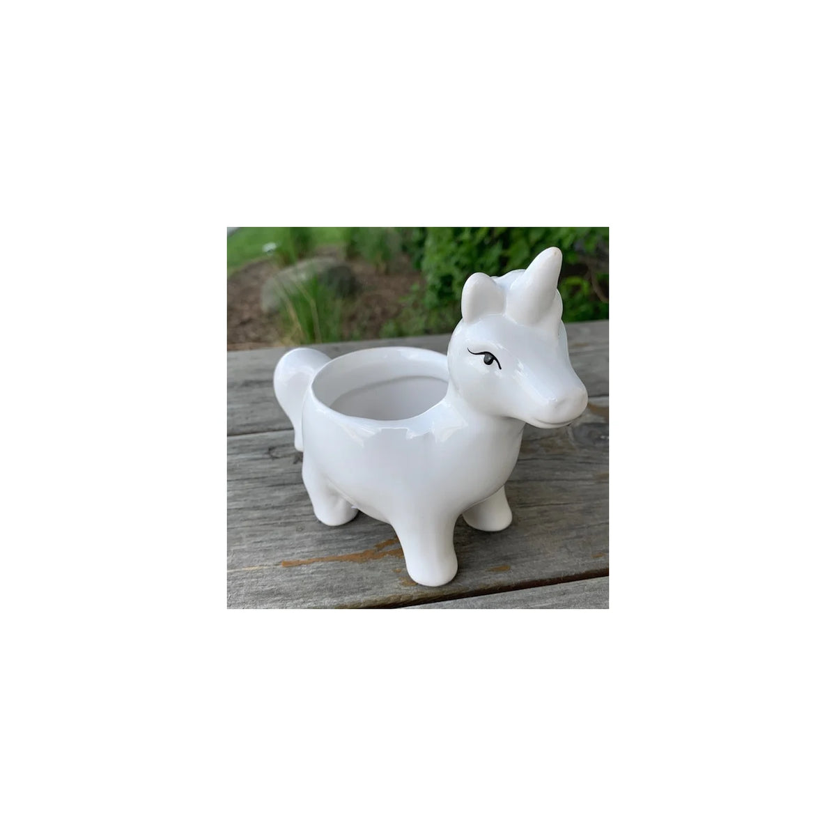 Pot en dolomite blanc brillant en forme de licorne, 5,9 x 3 x 5,19 po (H) - CE46UNI