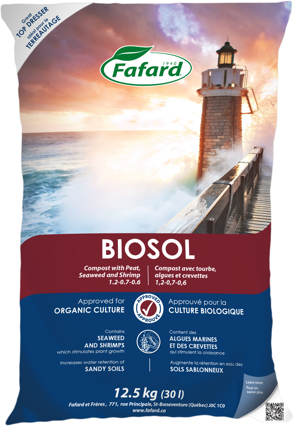 Bio Composte Fumier composté biologique avec tourbe, algues et crustacés BIOSOL 25L ...