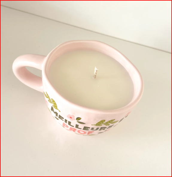 Bougie réutilisable en tasse rose - Meilleure prof - MOMY