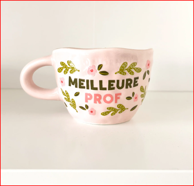 Bougie réutilisable en tasse rose - Meilleure prof - MOMY