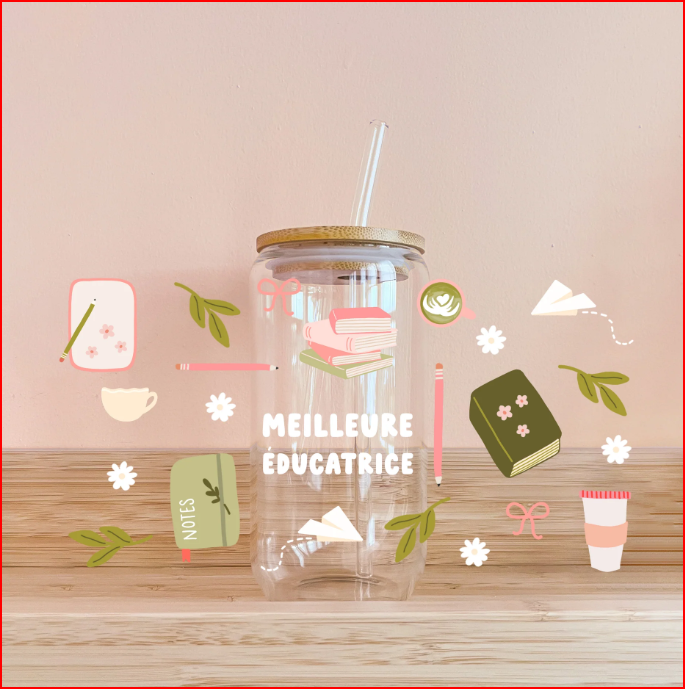 Verre - Meilleure éducatrice - Cahiers et café - MOMY
