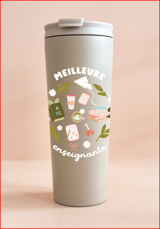 Gobelet isotherme 24oz - greige Meilleure enseignante - MOMY