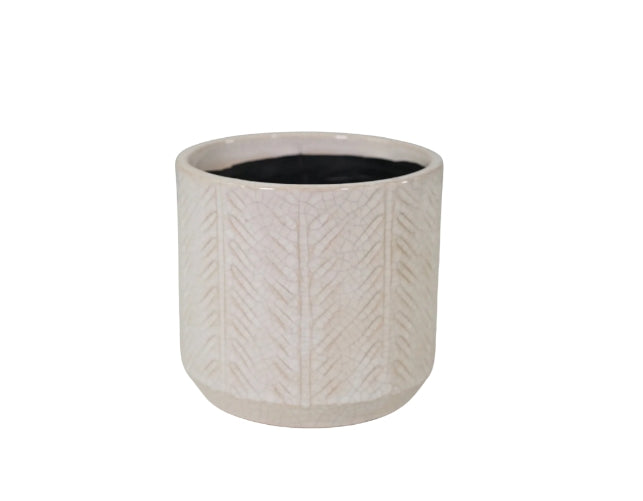 POT EN CÉRAMIQUE ÉLAQUÉE BLANCHE 4,9"DX4,5"H (CONVIENT À UN POT DE 4")