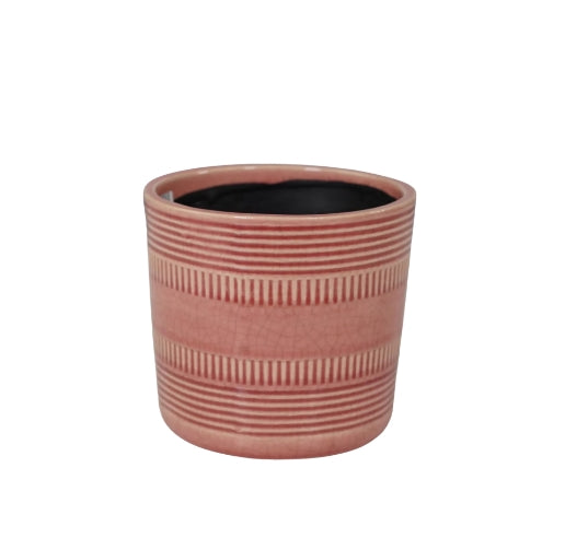 POT EN CÉRAMIQUE À MOTIF ÉLAQUÉ ROSE 4,9" DX4,5" H (CONVIENT À UN POT DE 4")